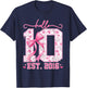 Hello Ten Est 2016 Pink Coquette Bow 10th Birthday Girl T-Shirt - T-Shirt | Navy