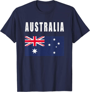 Australian Flag Patriotic Aussie Pride Happy Australia Day T-Shirt - T-Shirt | Navy