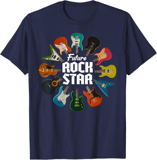 Future Rock Star Colorful Electric Guitars Music Band Kids T-Shirt - T-Shirt | Navy