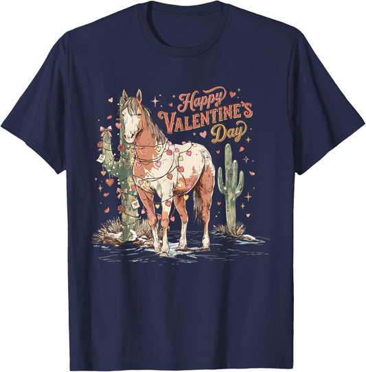 Funny Cowboy Cowgirl Western Valentine Horse Lover Howdy T-Shirt - T-Shirt | Navy