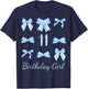 Cute 11 Year Old Birthday Girl Blue Bow and Ribbons T-Shirt - T-Shirt | Navy