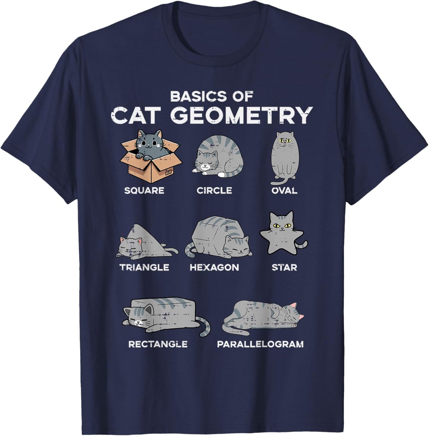 Basics of Cat Geometry Funny Kitten Kitty Math Men Women Kid T-Shirt - T-Shirt | Navy