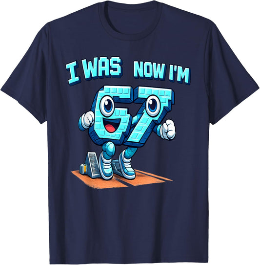 I was 6 Now I'm Six 7 Seven Years Brainrot Birthday T-Shirt - T-Shirt | Navy