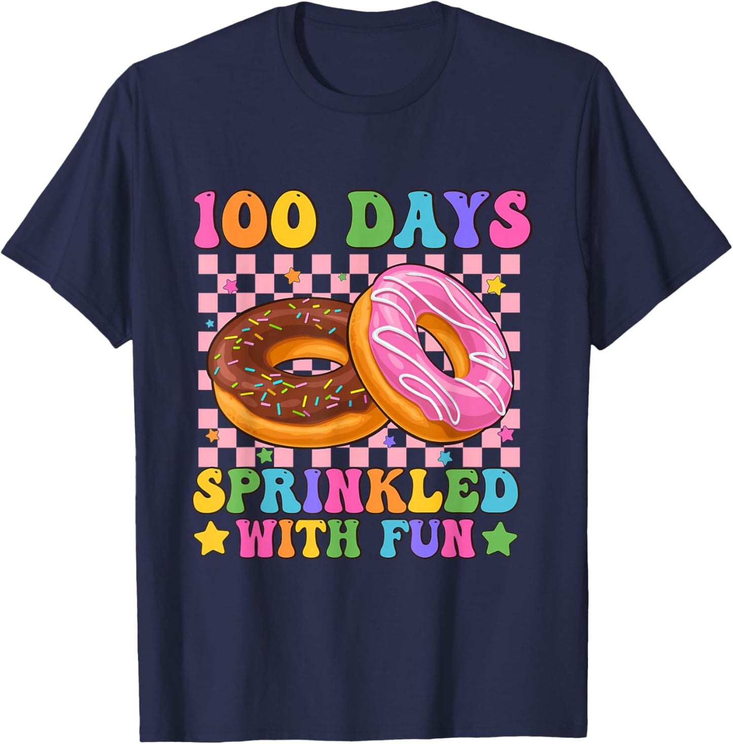 100 Days Sprinkled with Fun Donut Lover 100th Day of School T-Shirt - T-Shirt | Navy