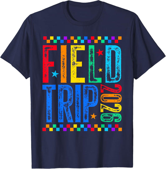 Vintage Field Trip 2026 Field Day Retro Teacher Kid Matching T-Shirt - T-Shirt | Navy