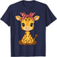 Kawaii Giraffe Pink Bandana Cute Giraffe Lover T-Shirt - T-Shirt | Navy