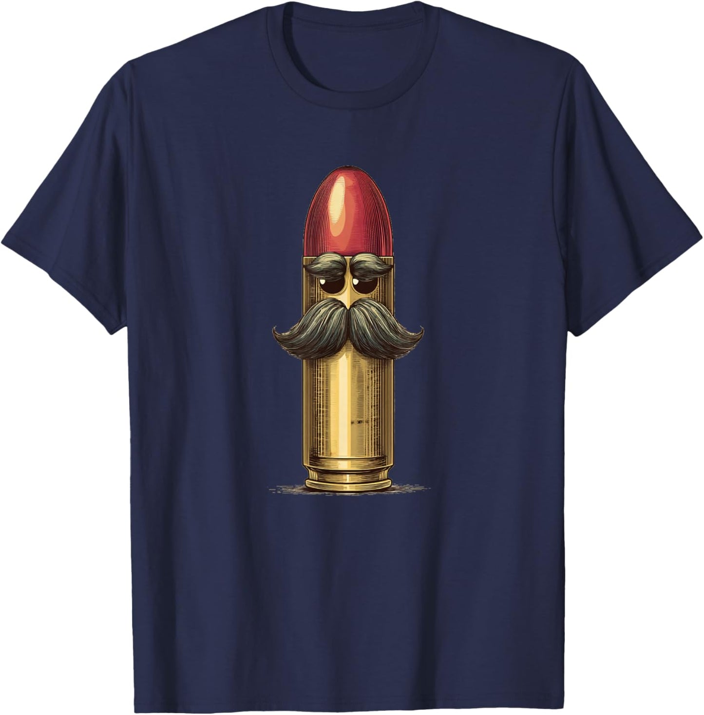 Cool Pistol Bullet with Beard for Ammunition and Gun Lovers T-Shirt - T-Shirt | Navy