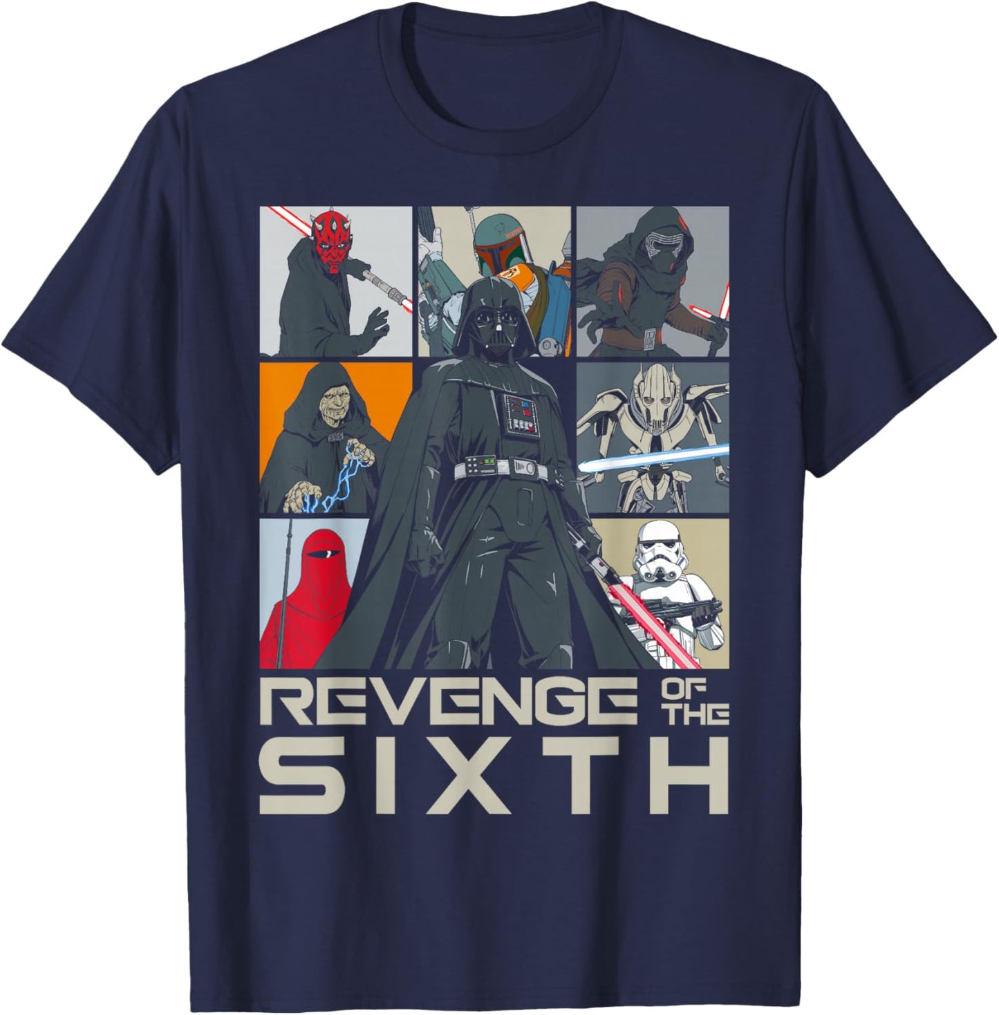 Star Wars Revenge Of The Sixth Dark Side Of The Force Grid T-Shirt - T-Shirt | Navy
