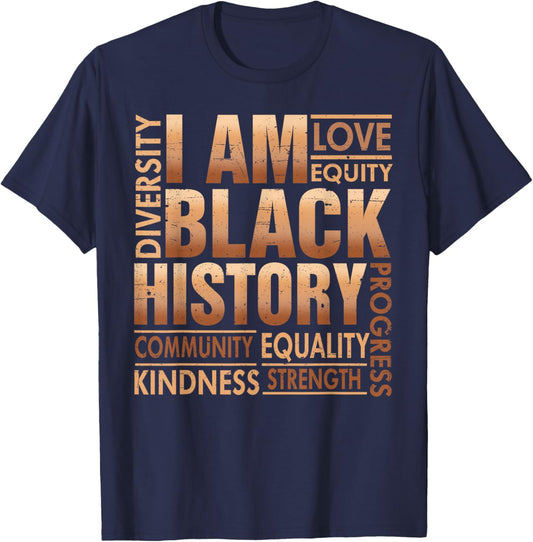 I Am Black History African American Men Boy Kid T-Shirt - T-Shirt | Navy
