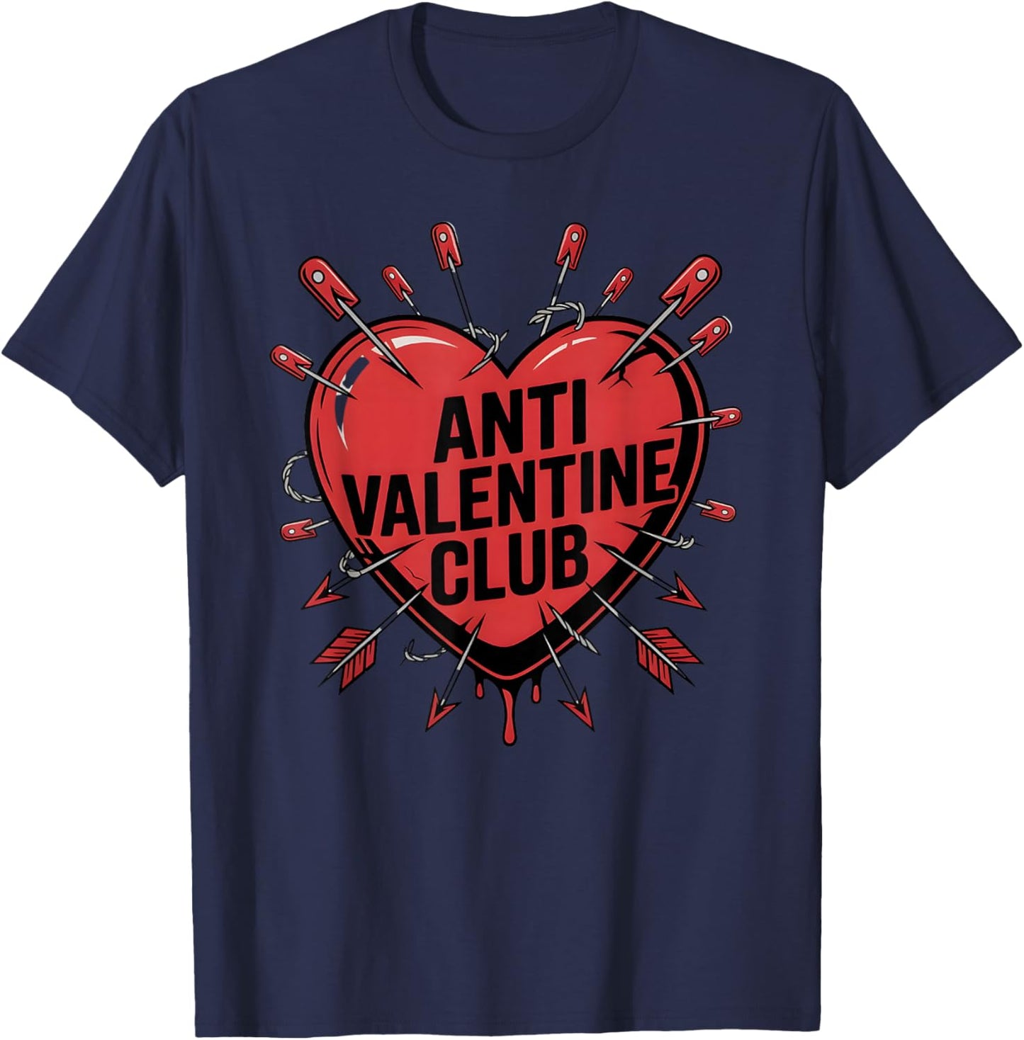 Anti Valentine Club Heartbreak Anti Love Breakup T-Shirt - T-Shirt | Navy