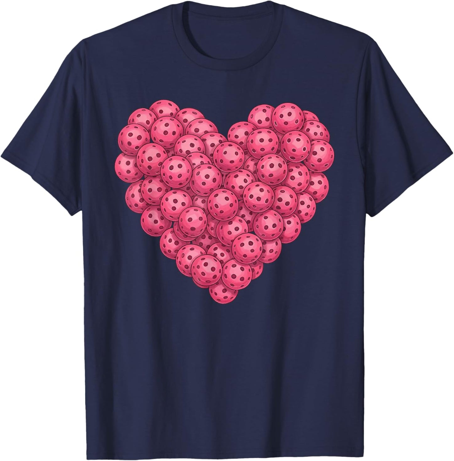 Pickleball Heart Valentines Day Pickleball Player Sports Fan T-Shirt - T-Shirt | Navy