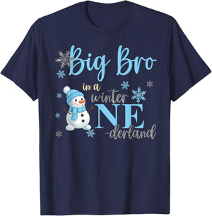 Big Bro in A Winter Onederland Bday Boy Girl Cute Snowman T-Shirt - T-Shirt | Navy