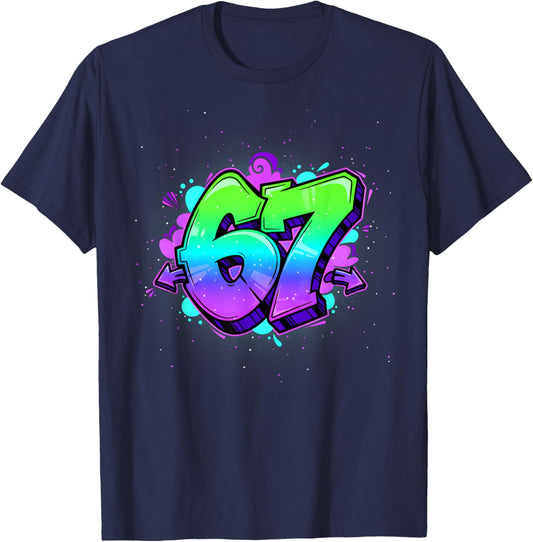 67 Graffiti Funny Six Seven Street Art Streetwear 6 7 Boys T-Shirt - T-Shirt | Navy