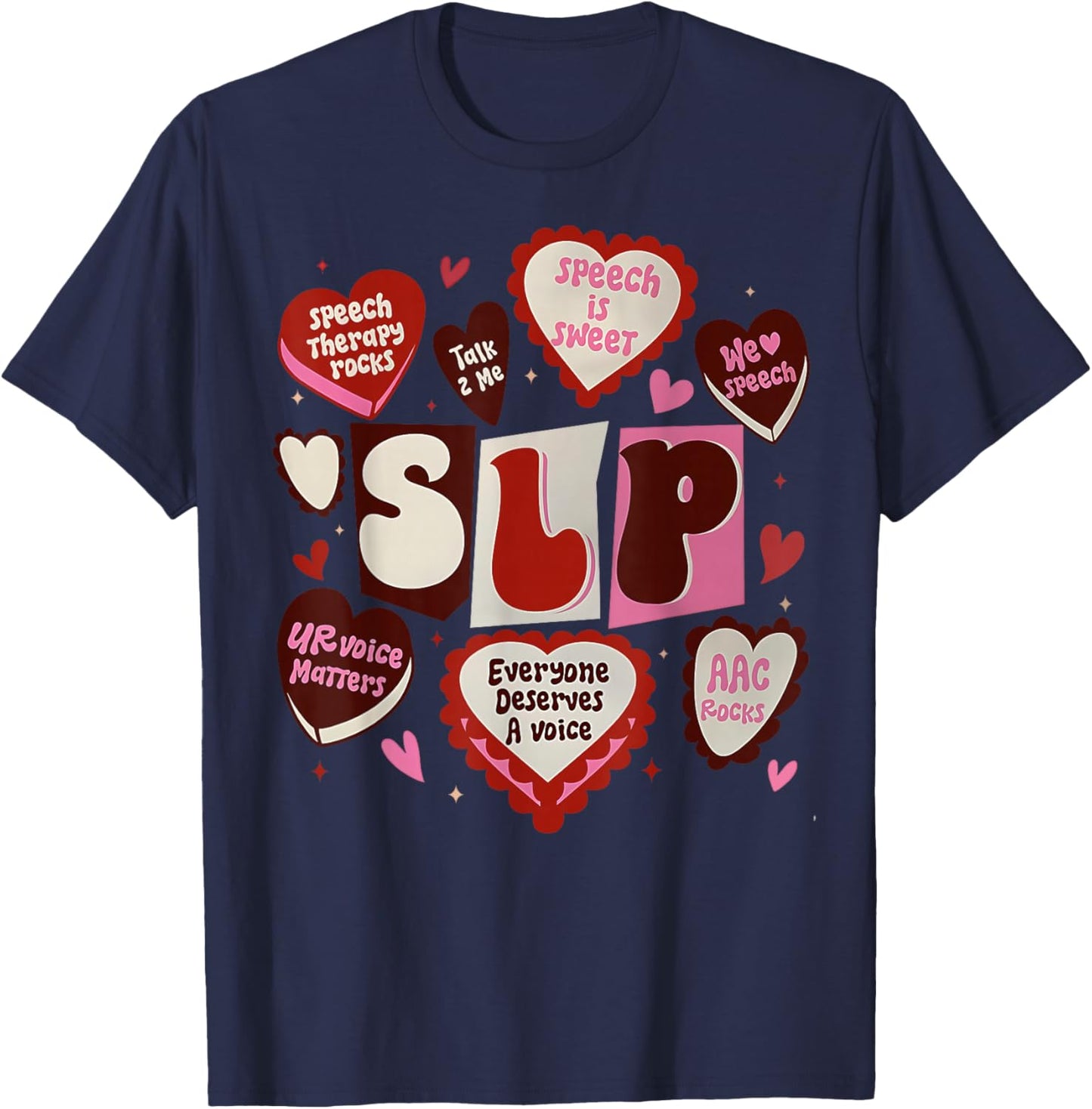 Speech Language Pathologist Valentines Day SLP Therapy T-Shirt - T-Shirt | Navy