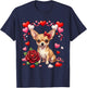 Cute Kawaii Chihuahua Dog Heart Coquette Bow Valentines Day T-Shirt - T-Shirt | Navy