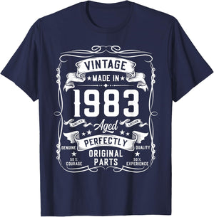 Vintage 1983 43yr 43rd Birthday Gifts 43 Years Old T-Shirt - T-Shirt | Navy