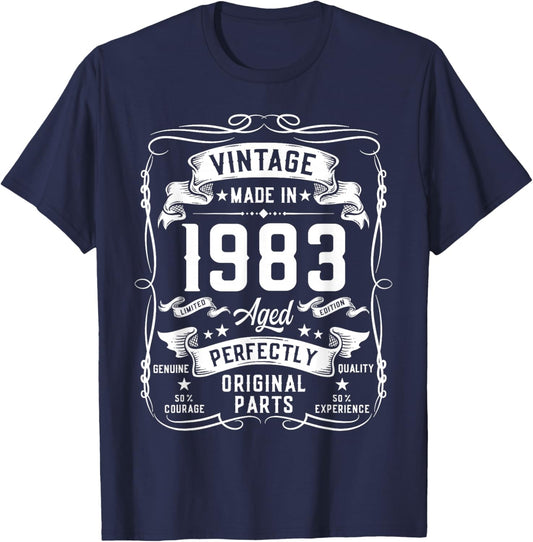 Vintage 1983 43yr 43rd Birthday Gifts 43 Years Old T-Shirt - T-Shirt | Navy