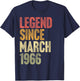 60 Year Old Legend Since March 1966 Retro 60th Birthday T-Shirt - T-Shirt | Navy