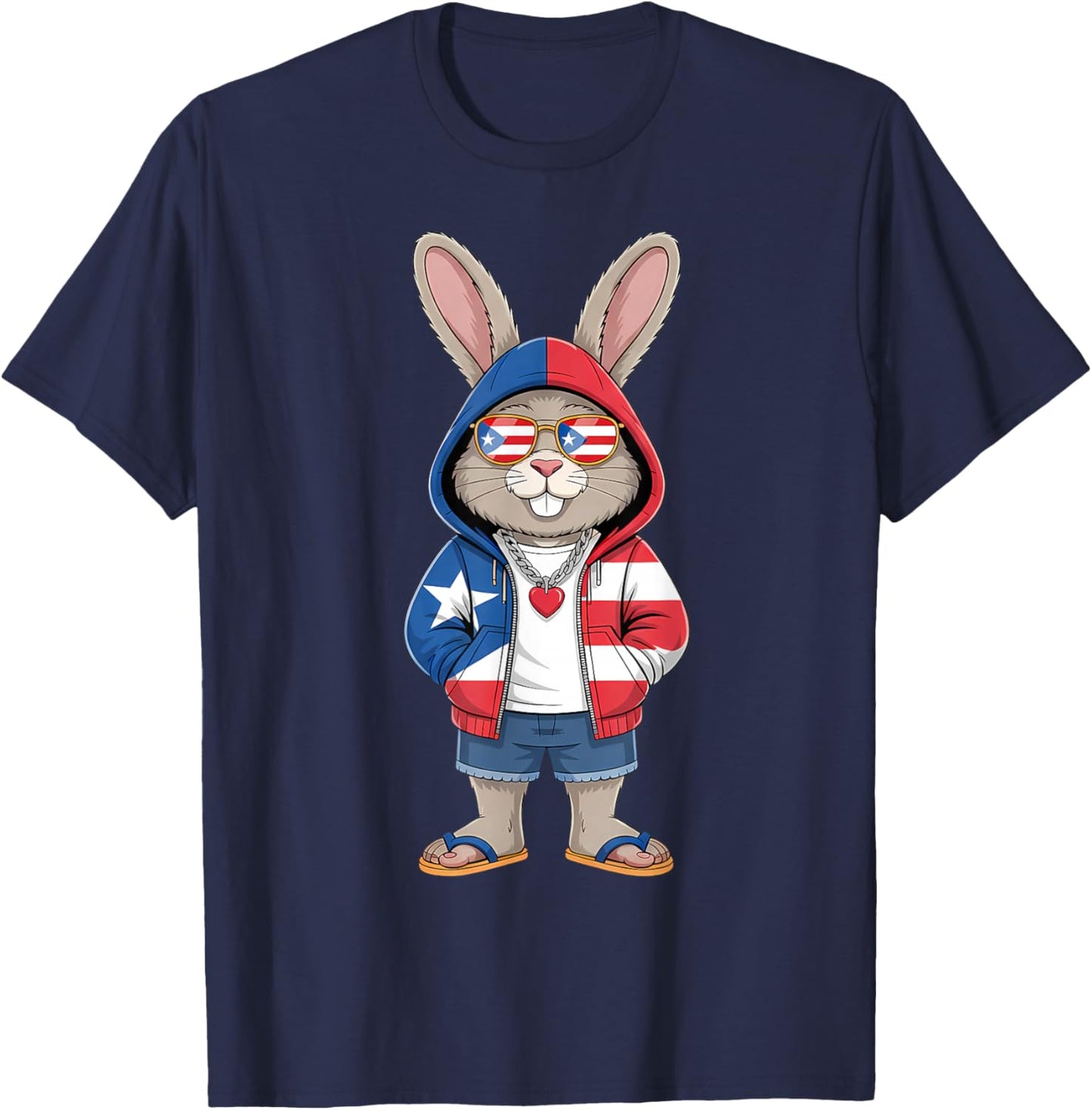 Puerto Rico Rabbit Puerto Rican Flag Bunny T-Shirt - T-Shirt | Navy