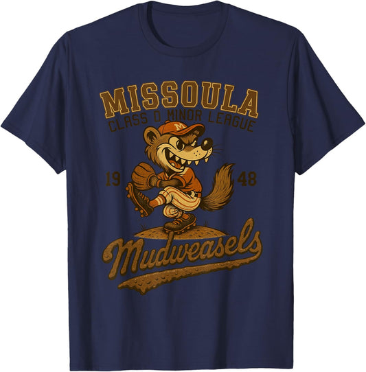 Missoula Mudweasels Retro Minor League Baseball T-Shirt - T-Shirt | Navy