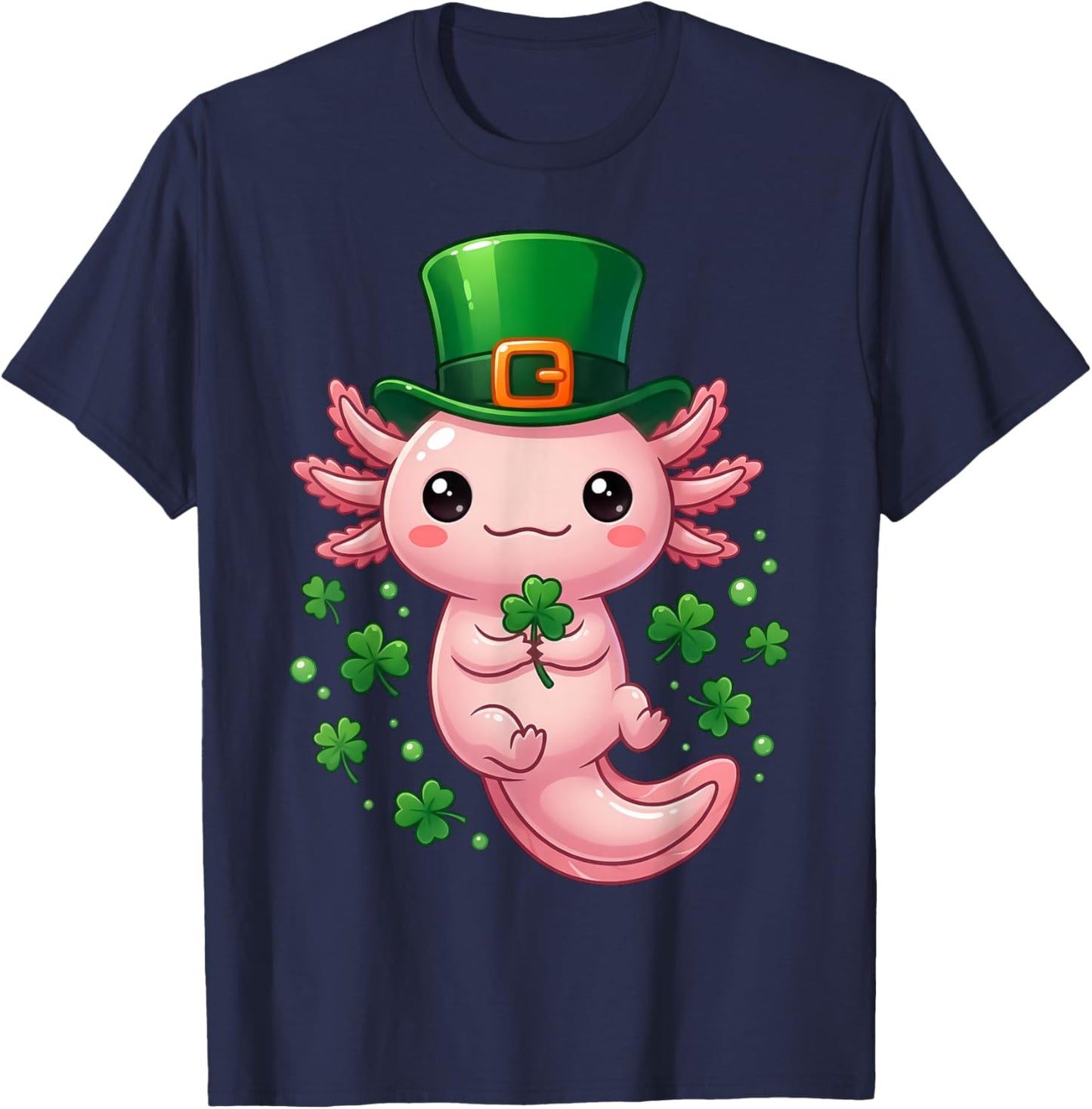 Axolotl St Patricks Day Boys Girls Kids Saint Pattys Women T-Shirt - T-Shirt | Navy