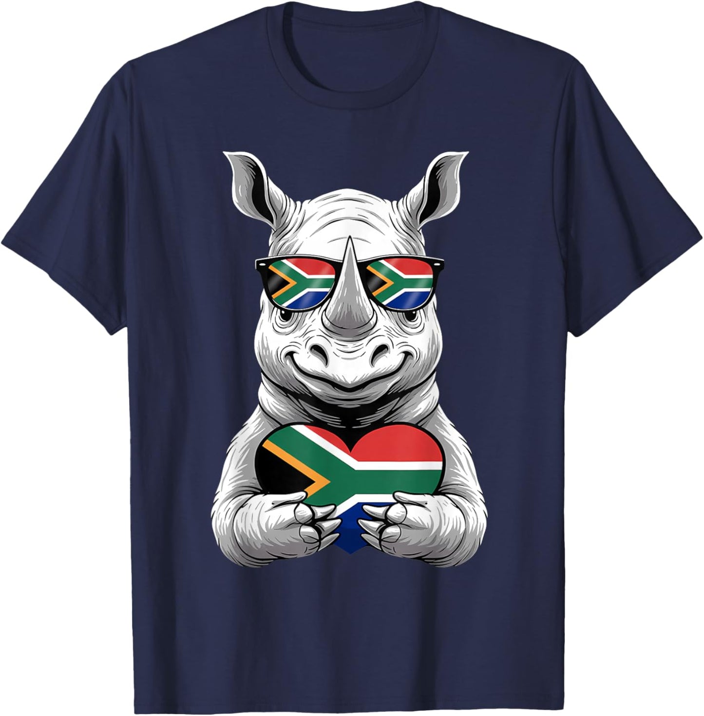 South Africa Roots Rhino South African Flag T-Shirt - T-Shirt | Navy