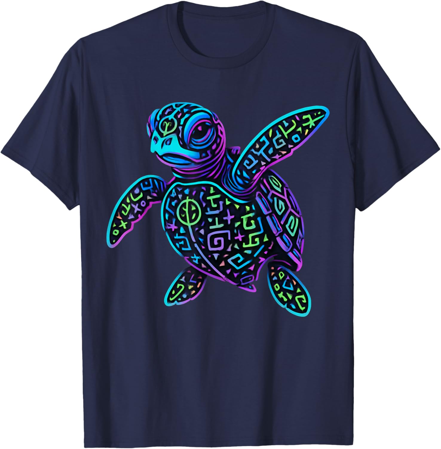 Aztec Turtle Lover Mythology Indigenous Mesoamerican Art T-Shirt - T-Shirt | Navy