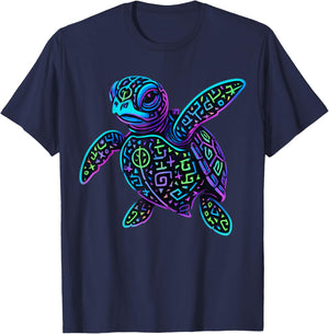 Aztec Turtle Lover Mythology Indigenous Mesoamerican Art T-Shirt - T-Shirt | Navy