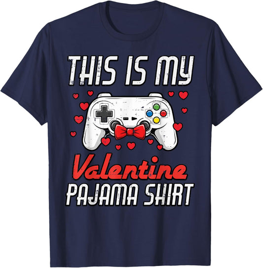This My Valentine Pajama Gamer Valentines Day Men Boys Kids T-Shirt - T-Shirt | Navy