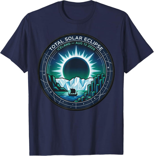 Total Solar Eclipse 2026 Iceland - Totality Chaser Science T-Shirt - T-Shirt | Navy