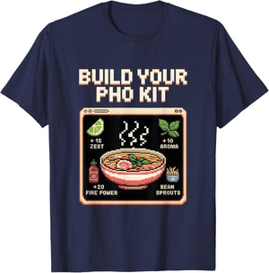 Build Your Pho Kit Witty Pixel Art RPG T-Shirt - T-Shirt | Navy