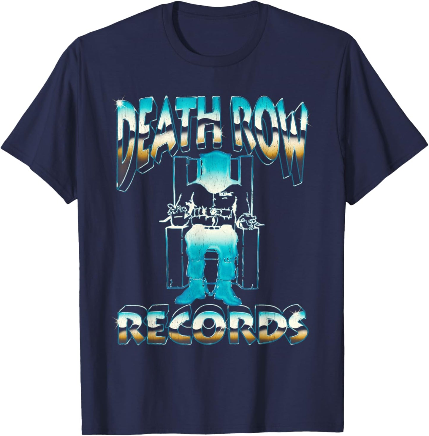 Official Death Row Records Blue Fade Chair T-Shirt - T-Shirt | Navy