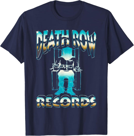 Official Death Row Records Blue Fade Chair T-Shirt - T-Shirt | Navy