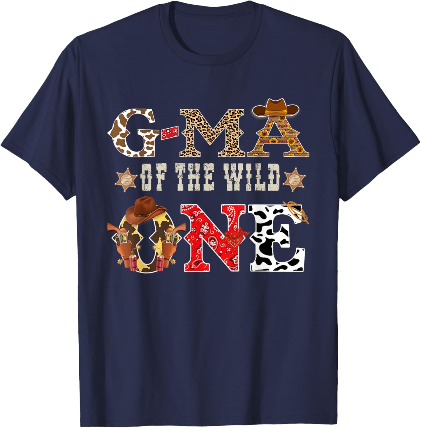 G Ma of The Wild One Cowboy Western Rodeo Party Matching T-Shirt - T-Shirt | Navy