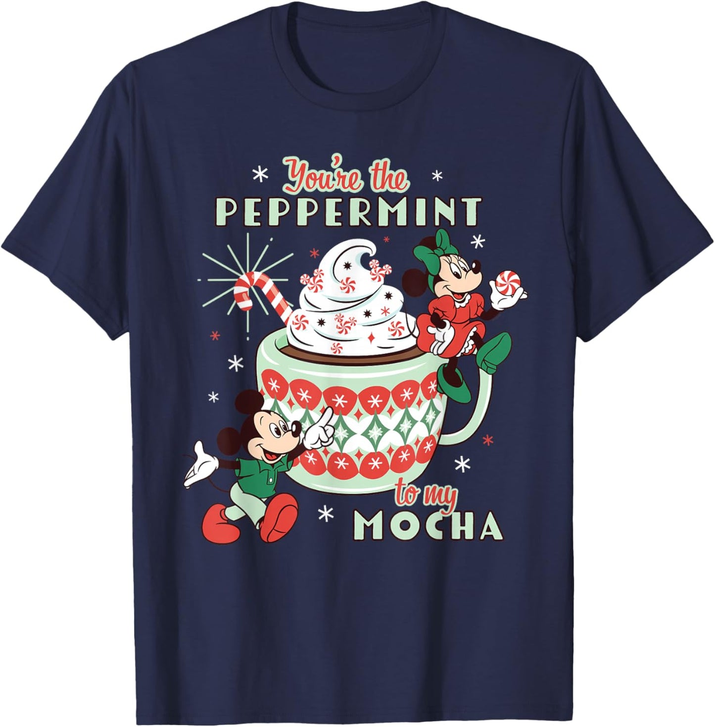 Disney Mickey & Minnie The Peppermint to My Mocha Holiday T-Shirt - T-Shirt | Navy