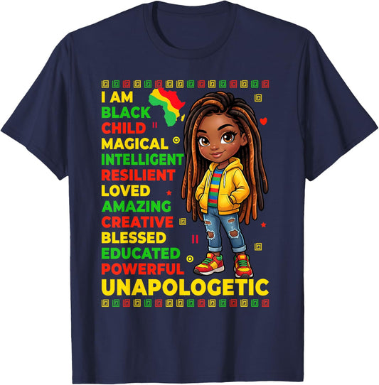 Girls Black History Month African American Kids Girl Toddler T-Shirt - T-Shirt | Navy