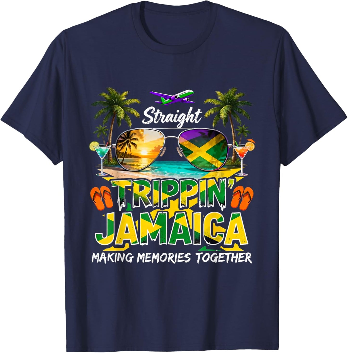 Jamaica 2026 Family Vacation Caribbean Trip Cruises Crew T-Shirt - T-Shirt | Navy