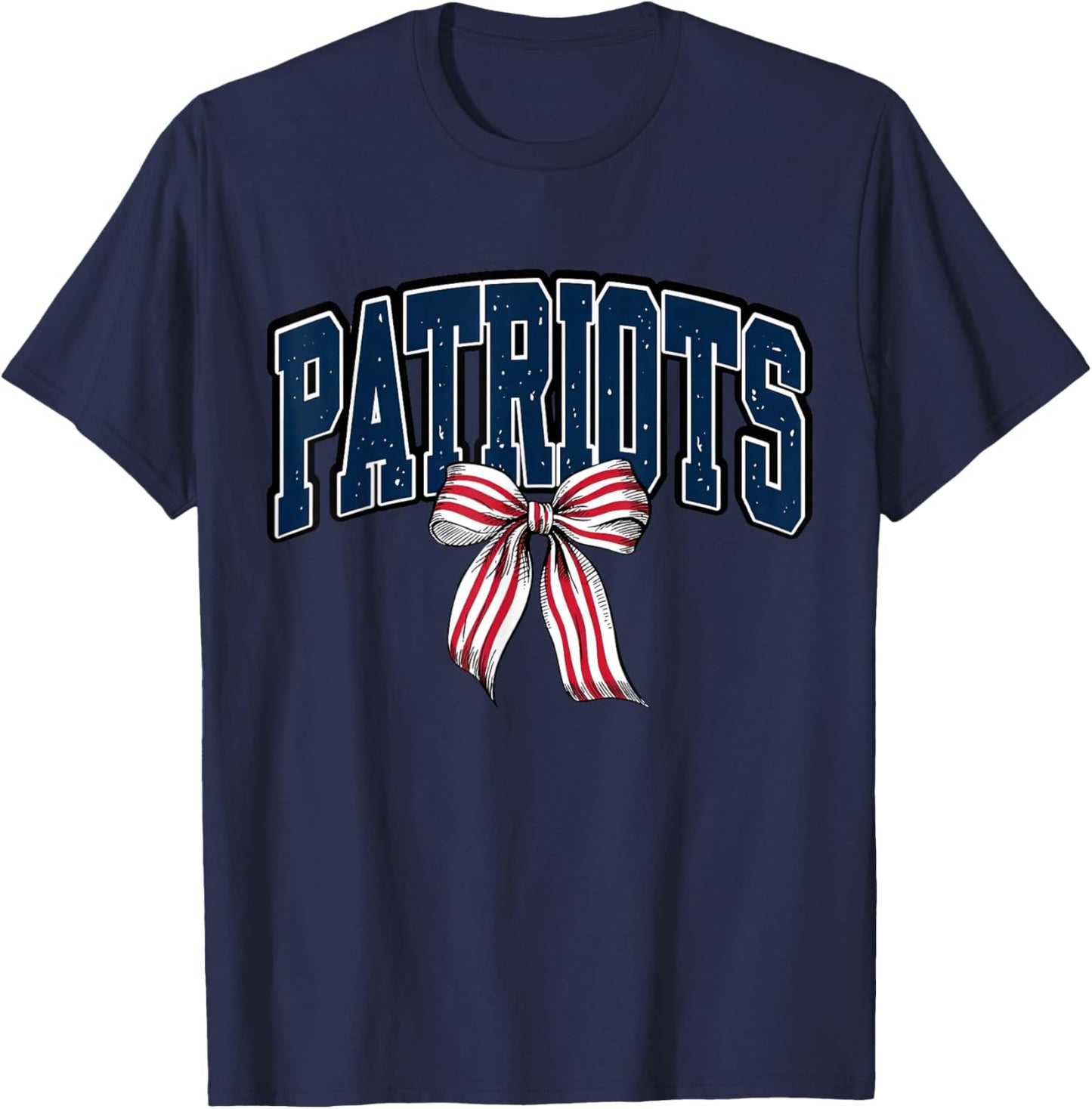 Vintage Patriot Bow School Spirit Men Women Kids T-Shirt - T-Shirt | Navy