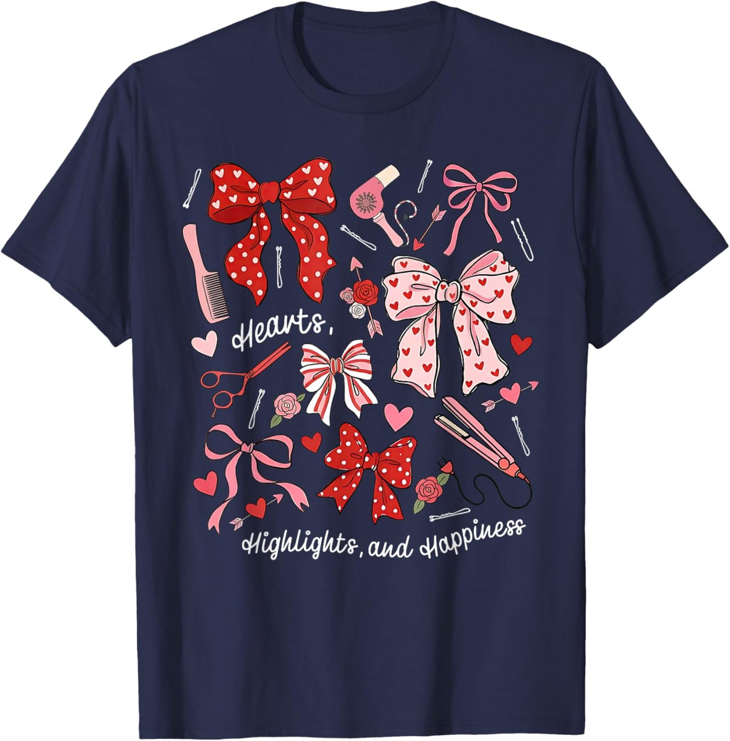 Coquette Bow Hairdresser Valentine Day Hairstylist Salon Spa T-Shirt - T-Shirt | Navy