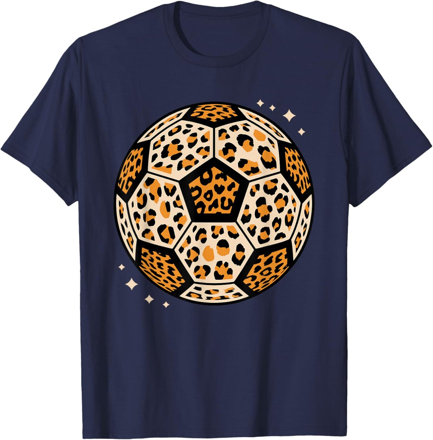 Leopard Pattern Soccer Ball Football T-Shirt - T-Shirt | Navy