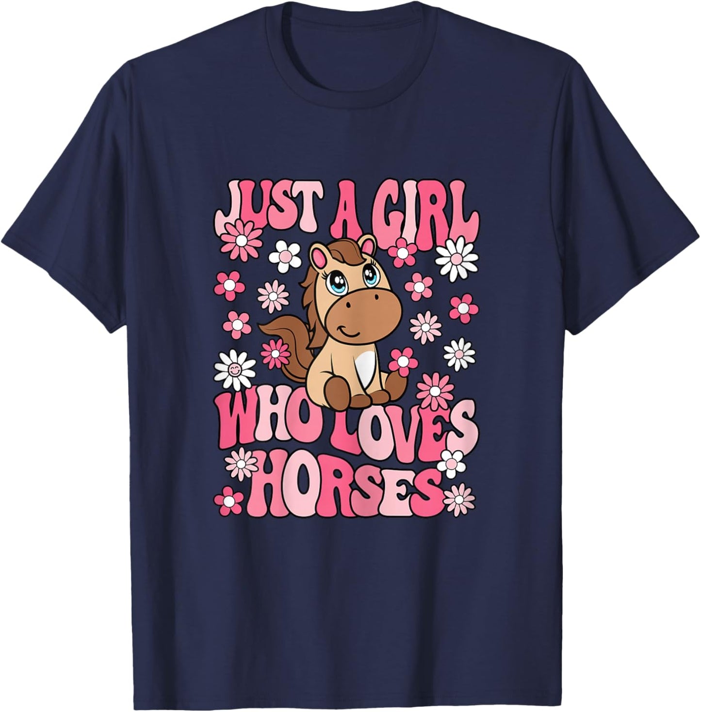 Just A Girl Who Loves Horses Horseback Riding Girls Kids T-Shirt - T-Shirt | Navy