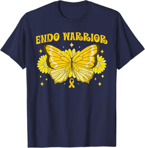 Endo Warrior Butterfly Endometriosis Awareness Month T-Shirt - T-Shirt | Navy