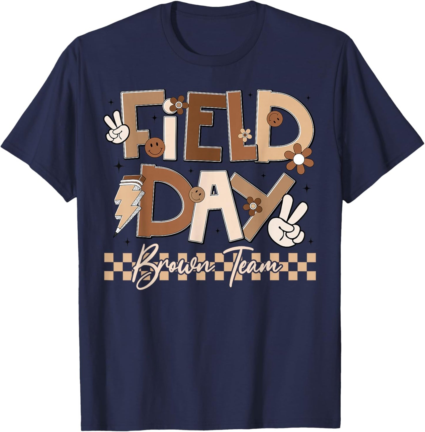 Field Day Brown Team Retro Peace Lightning Men Women Kid T-Shirt - T-Shirt | Navy