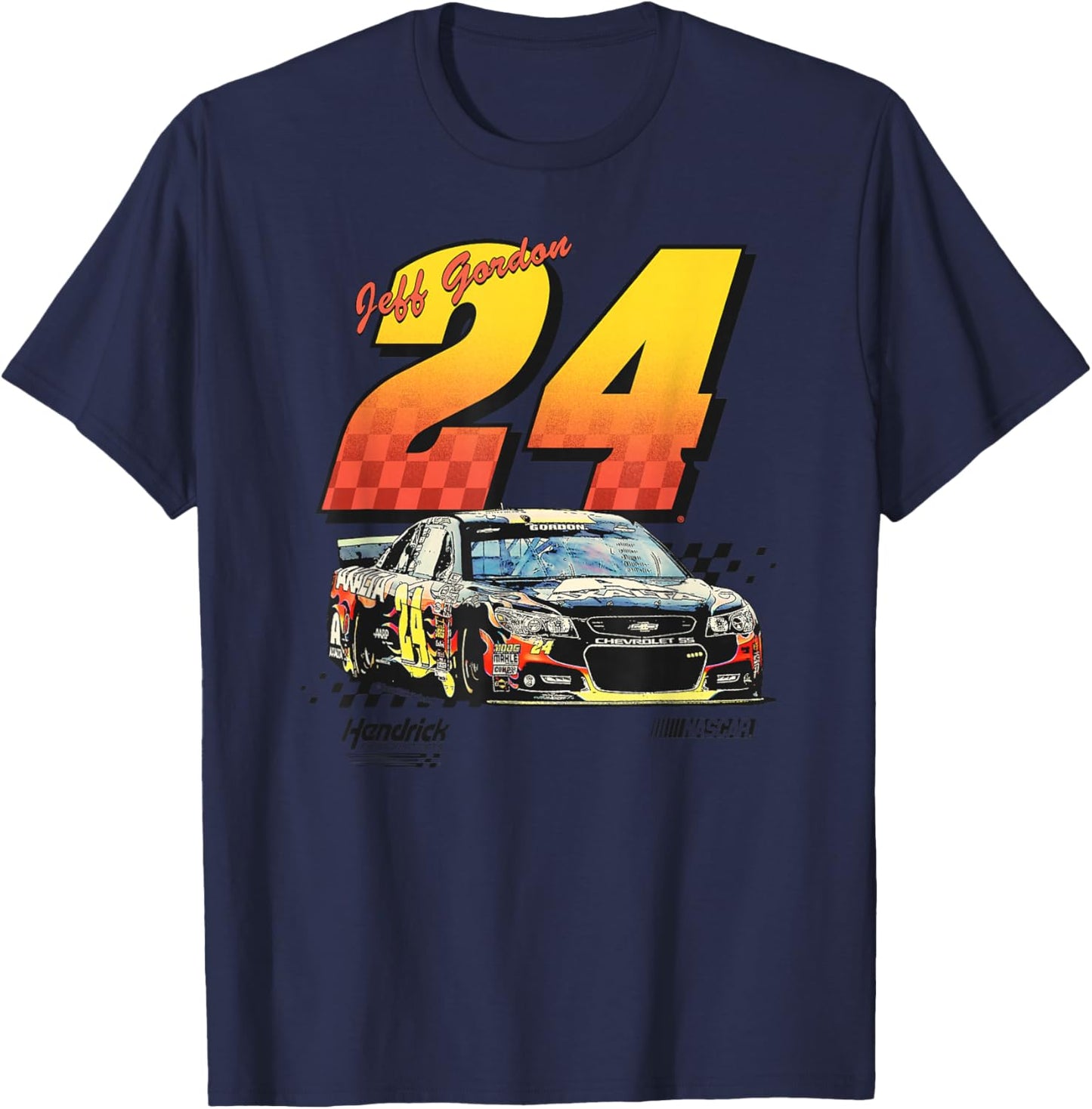 Hendrick Motorsports Jeff Gordon #24 Racing Car Poster T-Shirt - T-Shirt | Navy