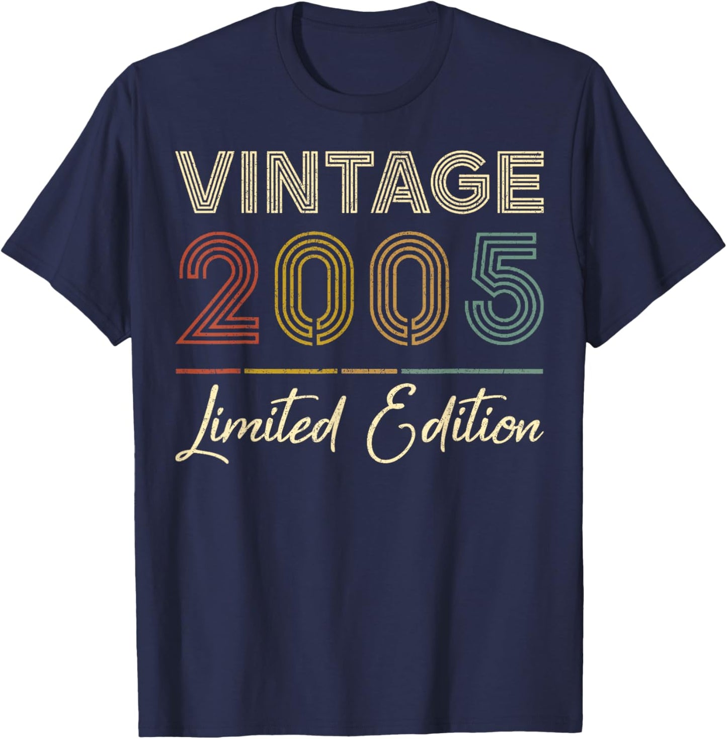 Vintage 2005 Limited Edition 21-Year-Old Gifts 21st Birthday T-Shirt - T-Shirt | Navy