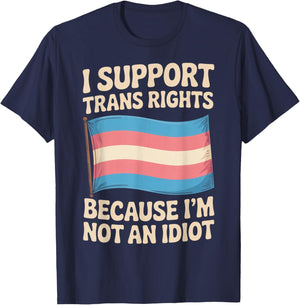I Support Trans Rights LGBTQ Pride Month Trans Transgender T-Shirt - T-Shirt | Navy