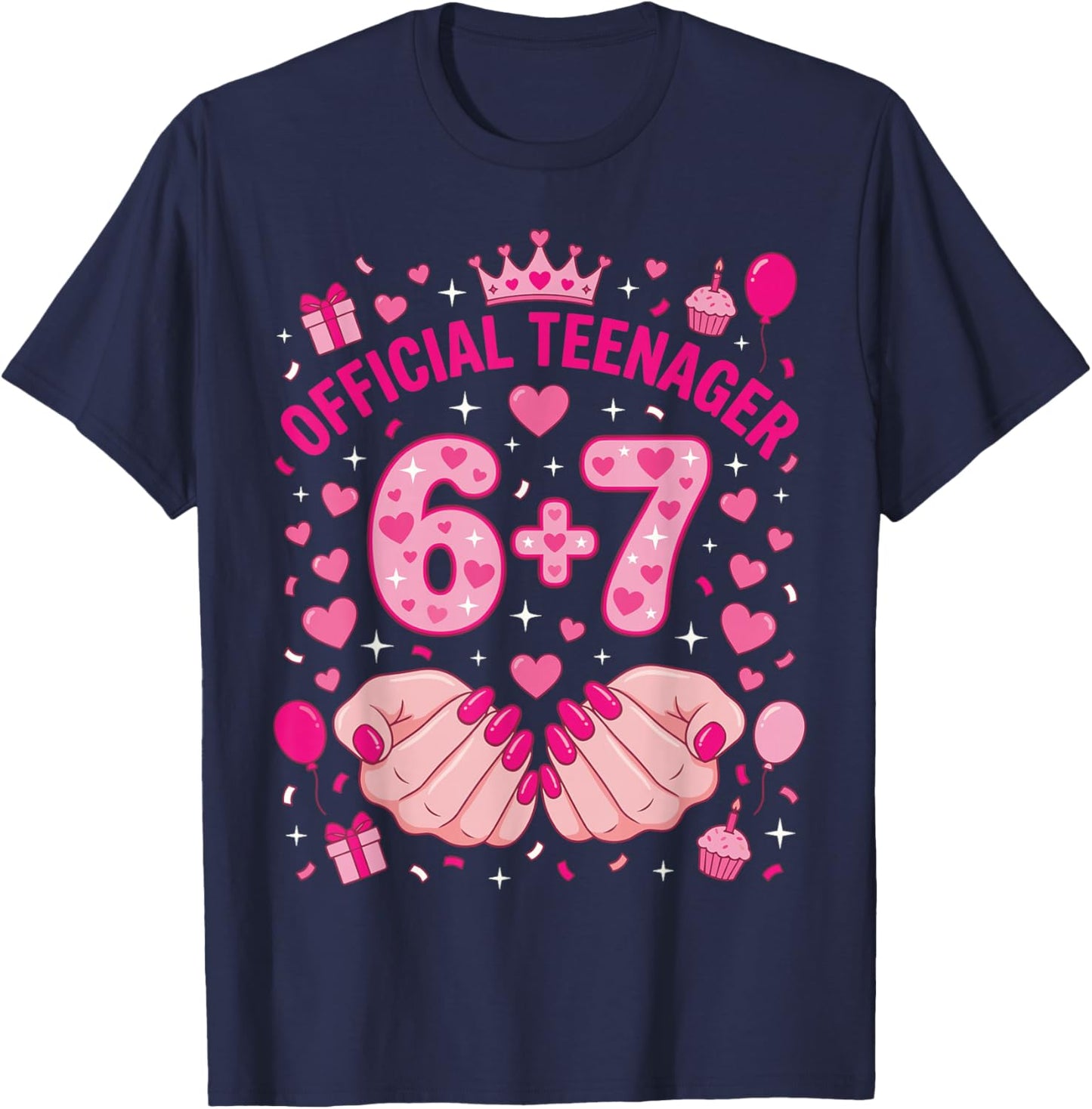6+7 Year Old Girls Teenager Nails 13th Birthday 67 T-Shirt - T-Shirt | Navy