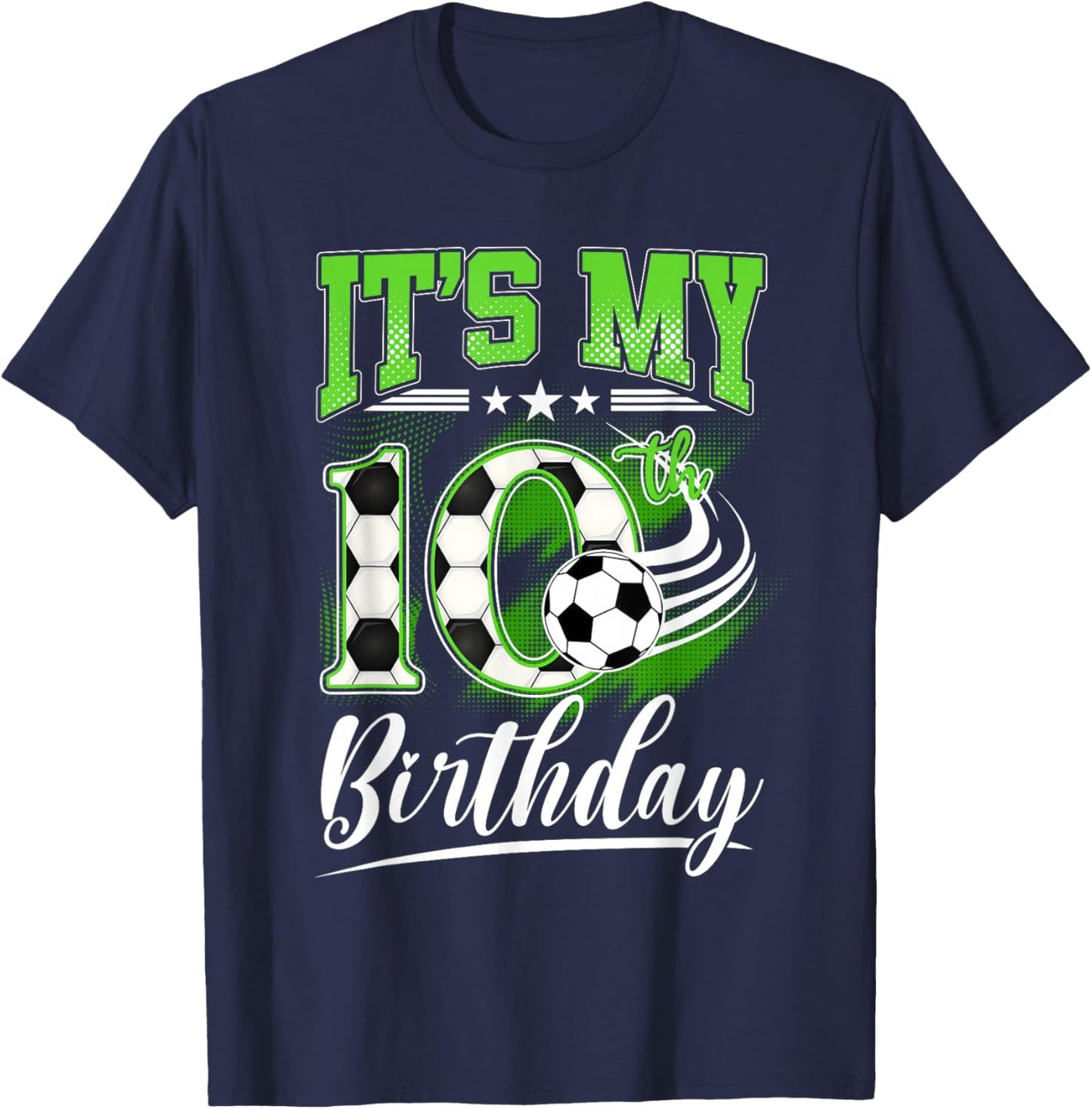 It's My 10th Birthday Boys Football Shirt 10 Years Old Kids T-Shirt - T-Shirt | Navy