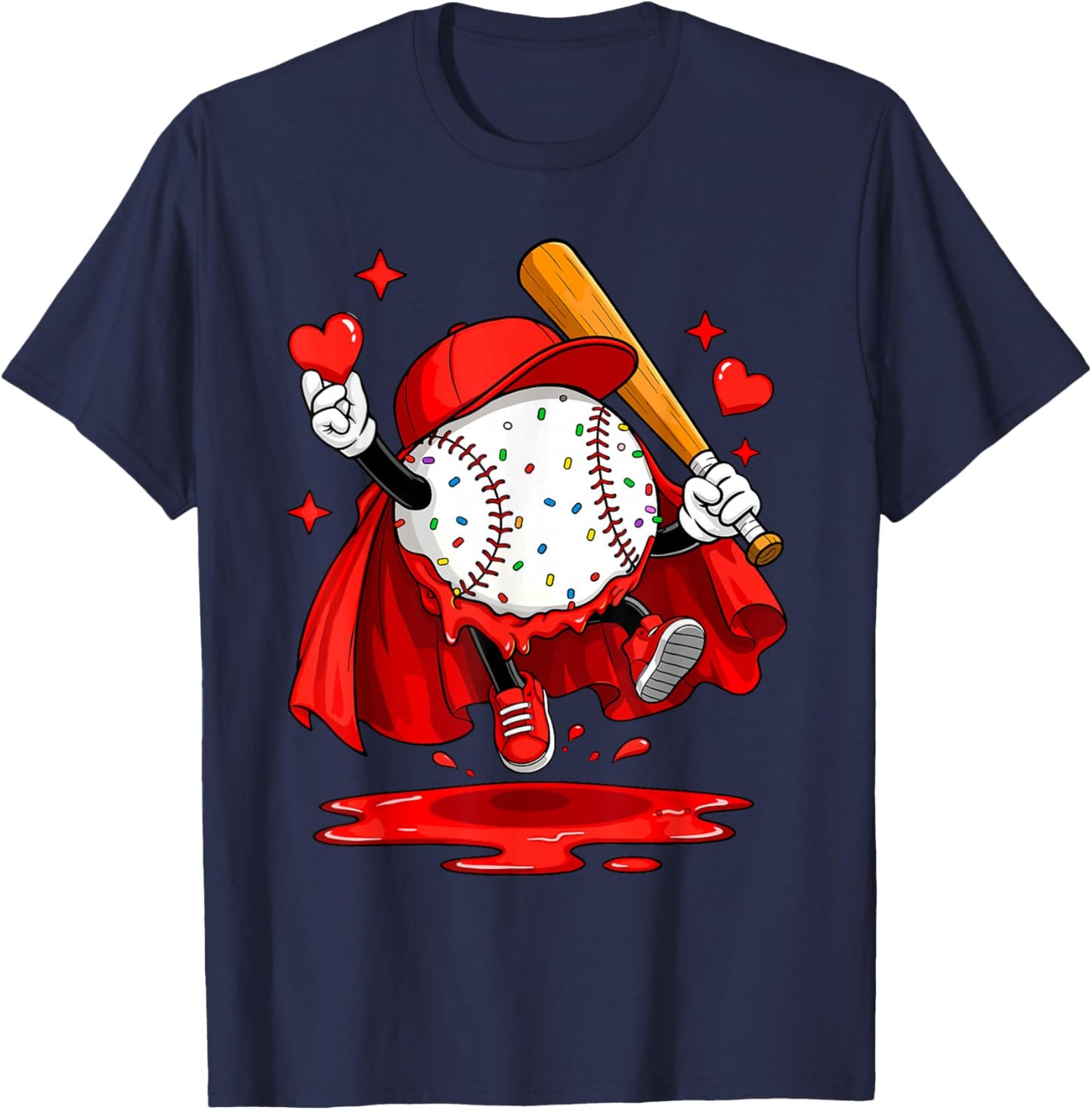 Baseball Drip Icecream Youth Boy Valentine T-Shirt - T-Shirt | Navy