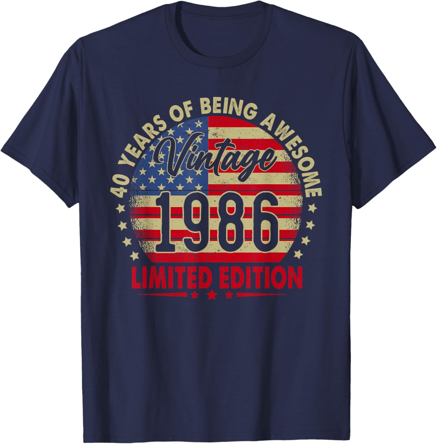 Vintage 1986 Limited Edition 40th Birthday 40 Years Old T-Shirt - T-Shirt | Navy